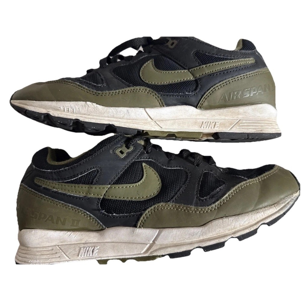 Nike Air Span II Mens Size 8 Black Hunter‎ Green Sneakers Shoes AH8047 011